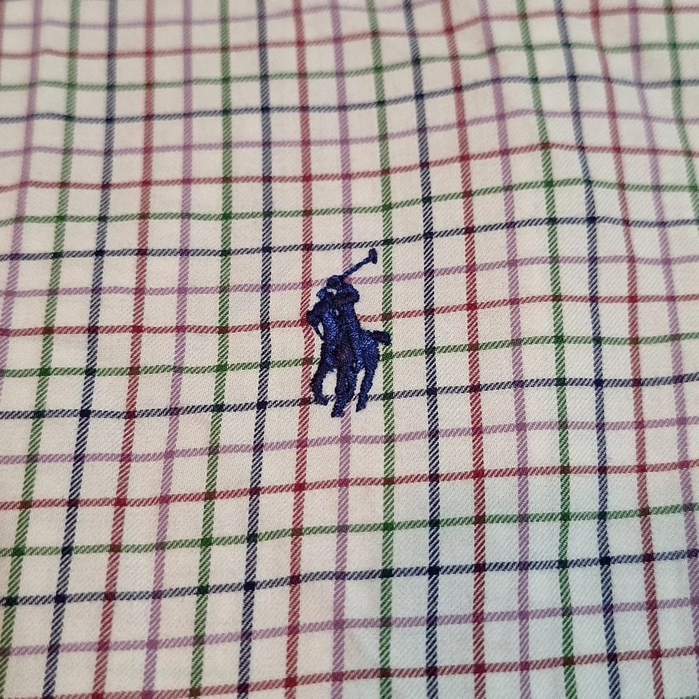 Polo Ralph Lauren Pink Green Red Plaid 100% Cotton Longsleeve Button Up Shirt Lg